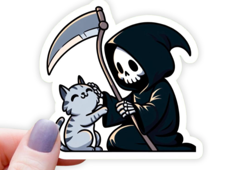 Reaper Petting Cat Sticker For Sale