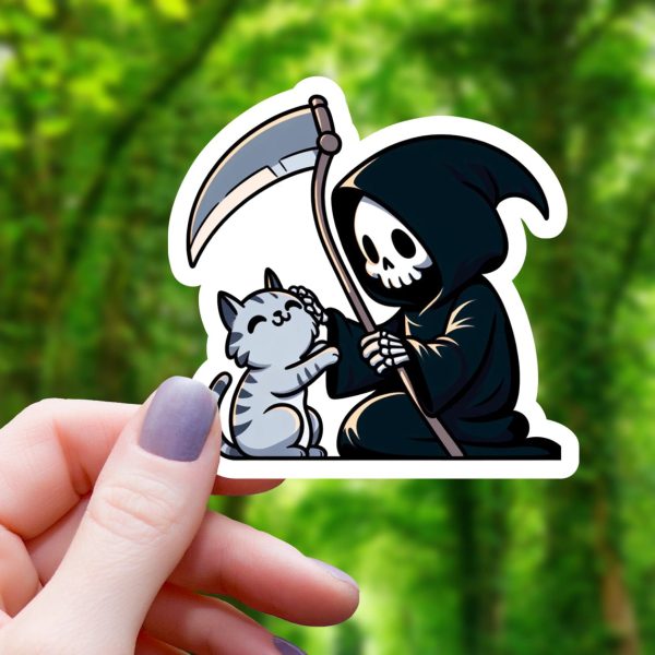 Reaper Petting Cat Sticker For Sale