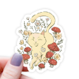 Cat Walking Amongst Mushrooms Sticker - 3  Online now