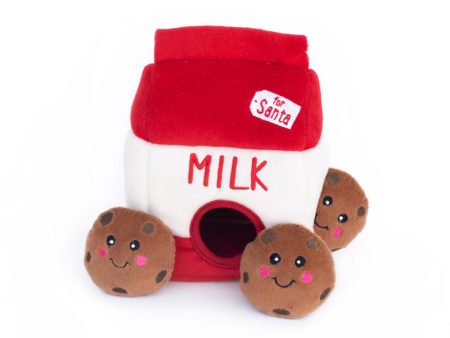 ZippyPaws Zippy Burrow Holiday Santa s Milk & Cookies Puzzle Dog Toy For Cheap